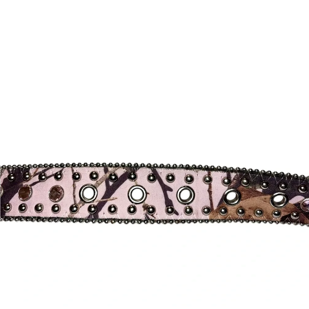 Girls Nocona Pink Camo Rhinestone Western Belt - Size 28